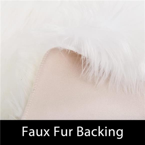 White Sheepskin Rug 2x3 FauxFur Sheepskin Rug for LivingRoom Fluffy Washable Rug - Picture 4 of 7